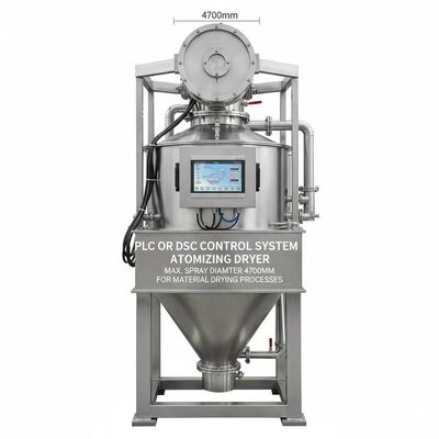 PLC veya DSC Kontrol Sistemi, Malzeme Kurutma Süreçleri için tasarlanmış, Maksimum püskürtme çapı 4700mm'lik atomlaştırıcı kurutma makinesi