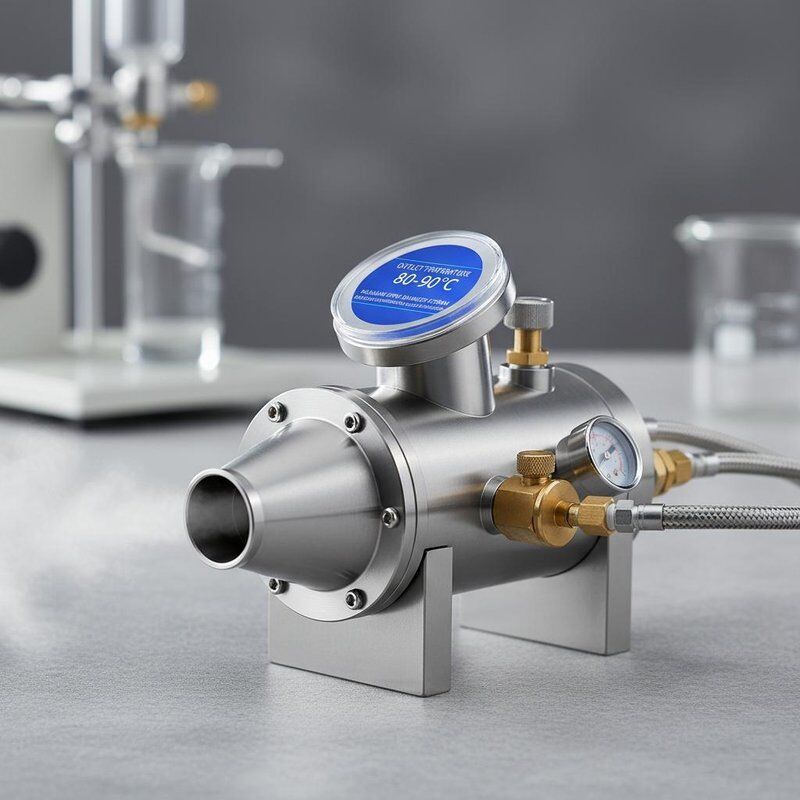 Çıkış Sıcaklığı 80 ila 90 Derece Sprey Atomizer Maksimum Sprey Çapı 4700mm Sprey Desenleri ve Sıvı Atomizasyonu İçin Tasarlanmıştır